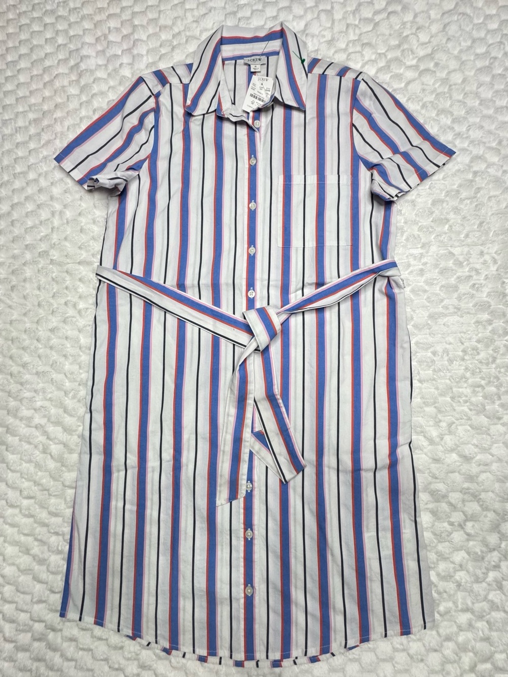 J. Crew Blue and White Striped Short-Sleeve Shirt Dress - Picture 2 of 9